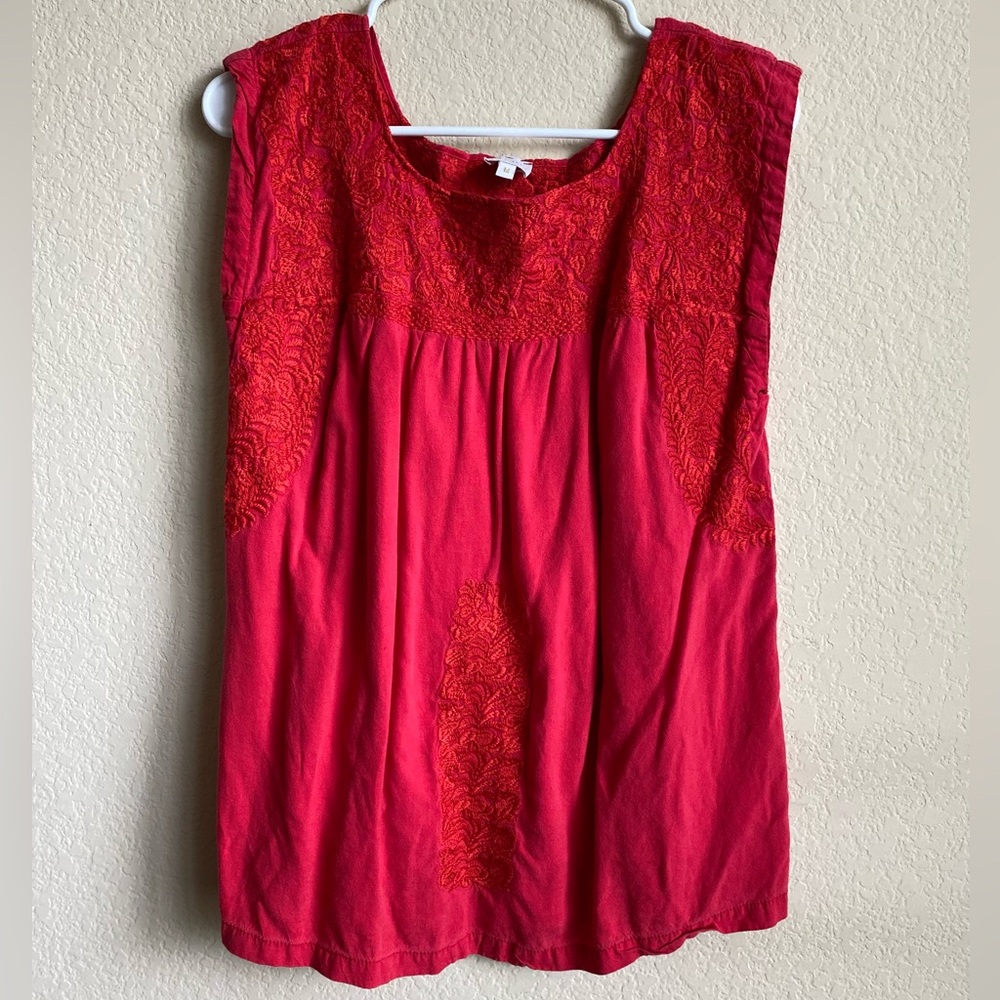J. Marie Red Embroidered Top